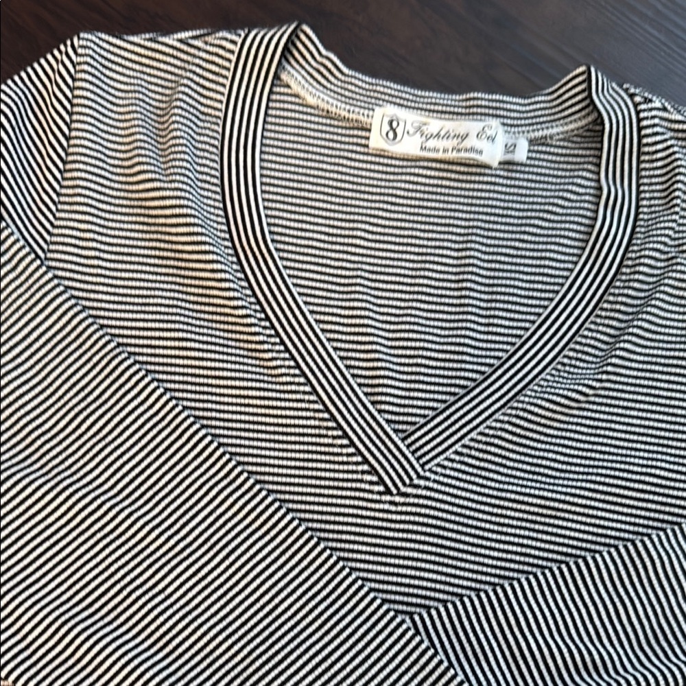 NWOT Fighting Eel Ribbed Striped V-Neck Dress XS